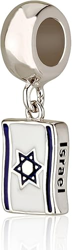 925 Silver Israel Flag Dangle Charm – Fits Most Standard Bracelets