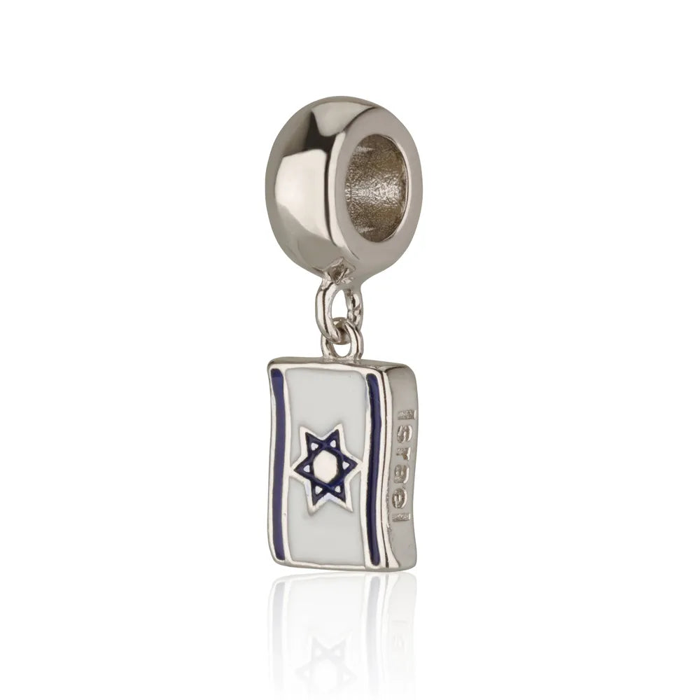 925 Silver Israel Flag Dangle Charm – Fits Most Standard Bracelets