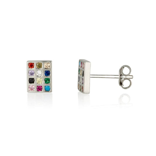 Hoshen Stud Earrings – 12 Tribes of Israel – 925 Sterling Silver