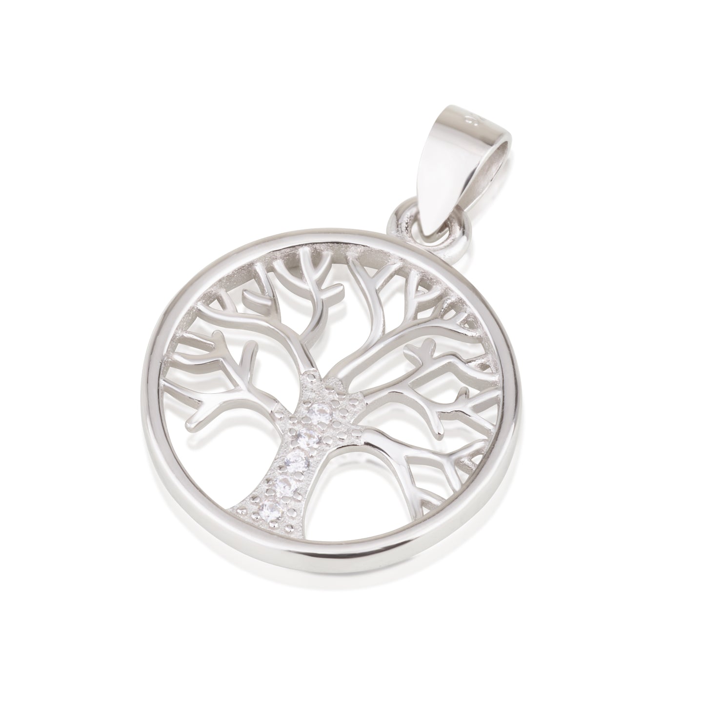 Tree of Life Pendant – CZ Accents – 925 Sterling Silver