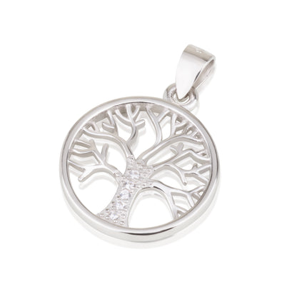 Tree of Life Pendant – CZ Accents – 925 Sterling Silver