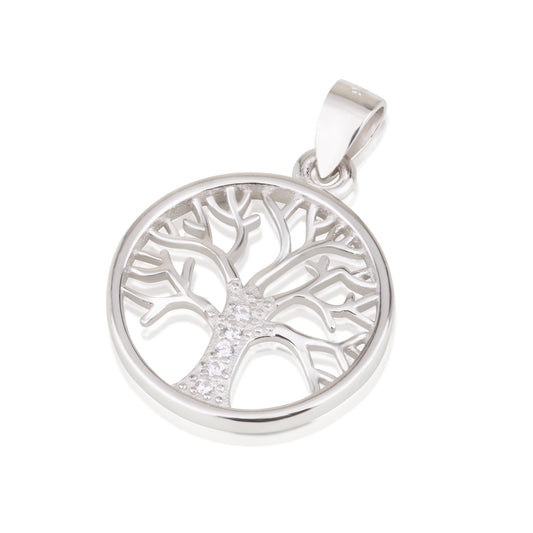 Tree of Life Pendant – CZ Accents – 925 Sterling Silver