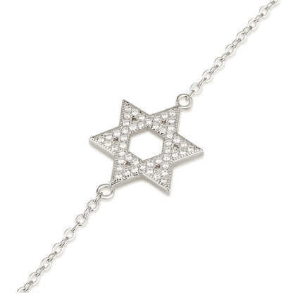 Star of David Bracelet – CZ Center – 925 Sterling Silver