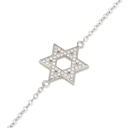 Star of David Bracelet – CZ Center – 925 Sterling Silver