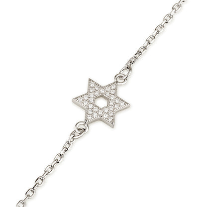 Star of David Bracelet – CZ Accents – 925 Sterling Silver