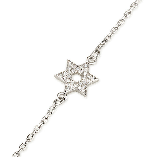 Star of David Bracelet – CZ Accents – 925 Sterling Silver