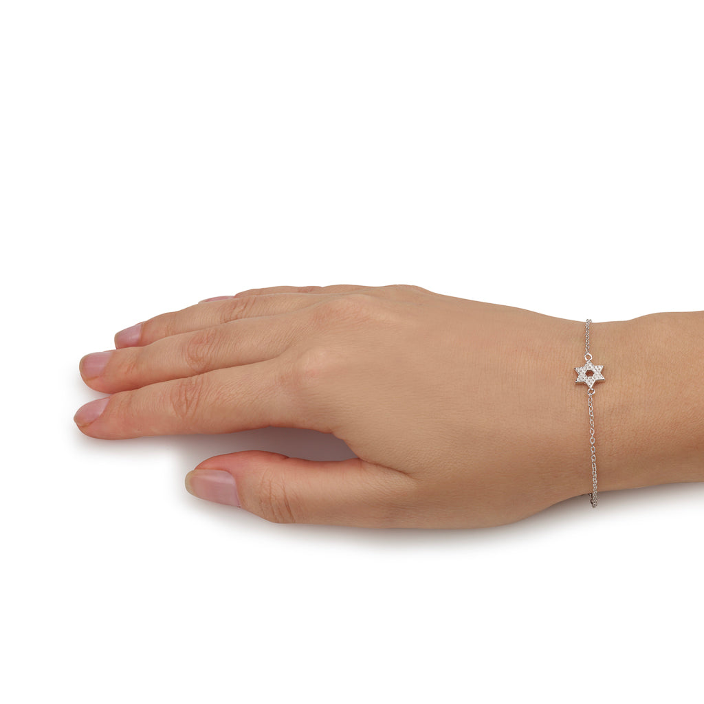 Star of David Bracelet – CZ Accents – 925 Sterling Silver