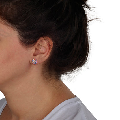 Tree of Life Stud Earrings – White or Multicolor CZ – 925 Sterling Silver