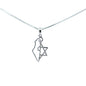 Map of Israel and Star of David Necklace – 925 Sterling Silver – Patriotic Pendant