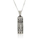 Menorah Mezuzah Necklace – 925 Sterling Silver – Rhodium Plated – 0.8" Pendant with Chain