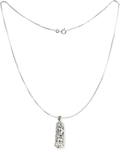“Chai” Hebrew Life Pendant - 925 Sterling Silver Mezuzah scroll Necklace