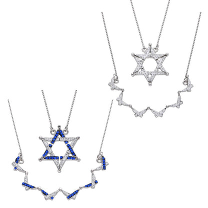925 Sterling Silver Butterfly Necklace – Folding Star of David Pendant | Double-Sided, Two-Way Design – Small or Large