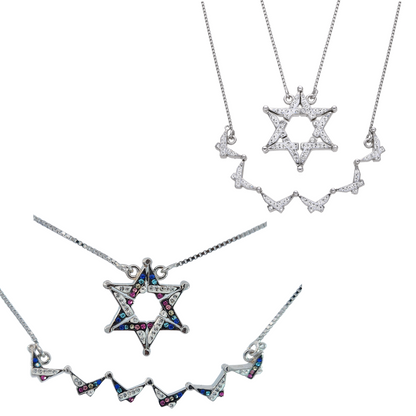 925 Sterling Silver Butterfly Necklace – Folding Star of David Pendant | Double-Sided, Two-Way Design
