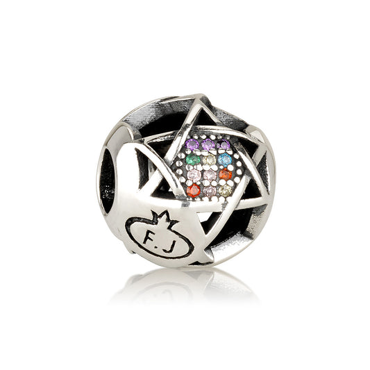 Star of David Charm with Hoshen CZ – 925 Sterling Silver – 2 Colors