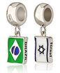Brazil–Israel Flag Charm – 925 Sterling Silver with Enamel – Double-Sided Bead