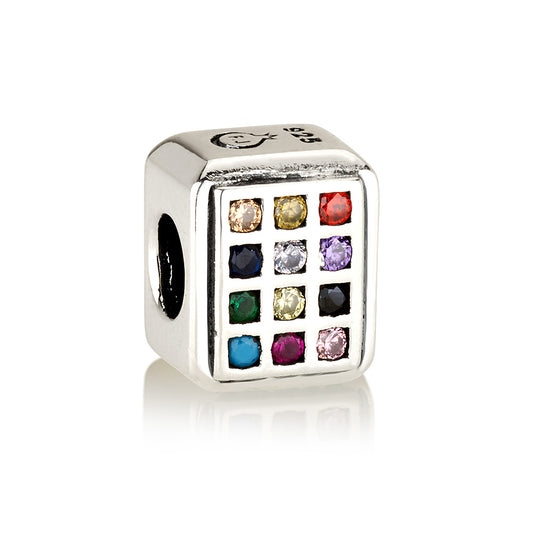 Twelve Tribes Breastplate Charm – 925 Sterling Silver with Multicolor CZ – Biblical Symbol