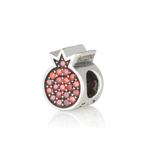 Pomegranate Charm – 925 Sterling Silver with CZ – Three Color Options – Symbol of Blessing and Abundance