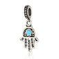 Hamsa Hand Charm with Turquoise Stone – 925 Sterling Silver – Fits Most Bracelets – 0.59"