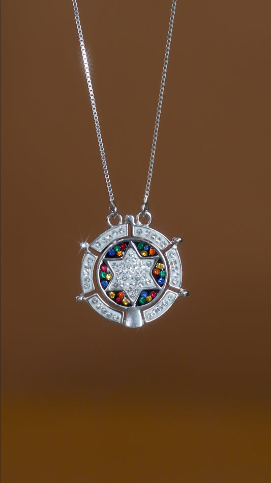 925 Sterling Silver Folding Tree of Life and Star of David Necklace – Double-Sided 18" Pendant | Two-Way Convertible Design