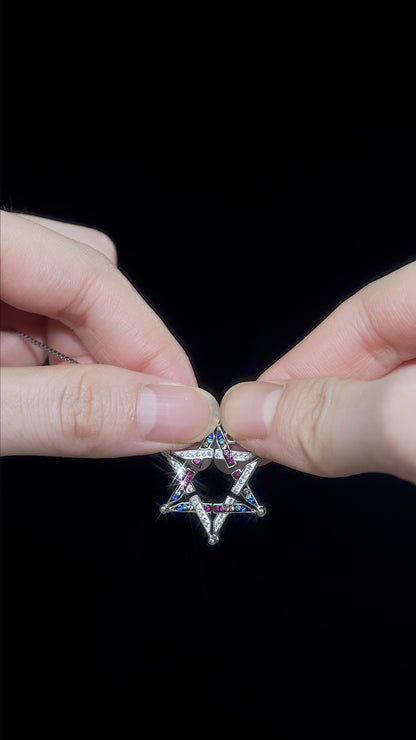 925 Sterling Silver Butterfly Necklace – Folding Star of David Pendant | Double-Sided, Two-Way Design – Small or Large