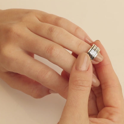 ‘This Too Shall Pass’ Spinner Ring – 925 Sterling Silver & 9K Gold – Hebrew & Russian Engraving