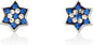 Star of David Stud Earrings – Crystal Accents – 925 Sterling Silver – Multiple Colors