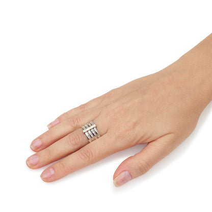 Four Hebrew Blessings Ring – 925 Sterling Silver & 9K Gold – CZ Accents – 14mm Wide