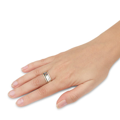 Ani Ledodi Spinner Ring – 925 Sterling Silver & 9K Gold – Hoshen-Inspired Gemstones