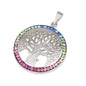 Tree of Life Pendant – 925 Sterling Silver Rhodium – Cut-Out Design – 5 Colors – 1.1"