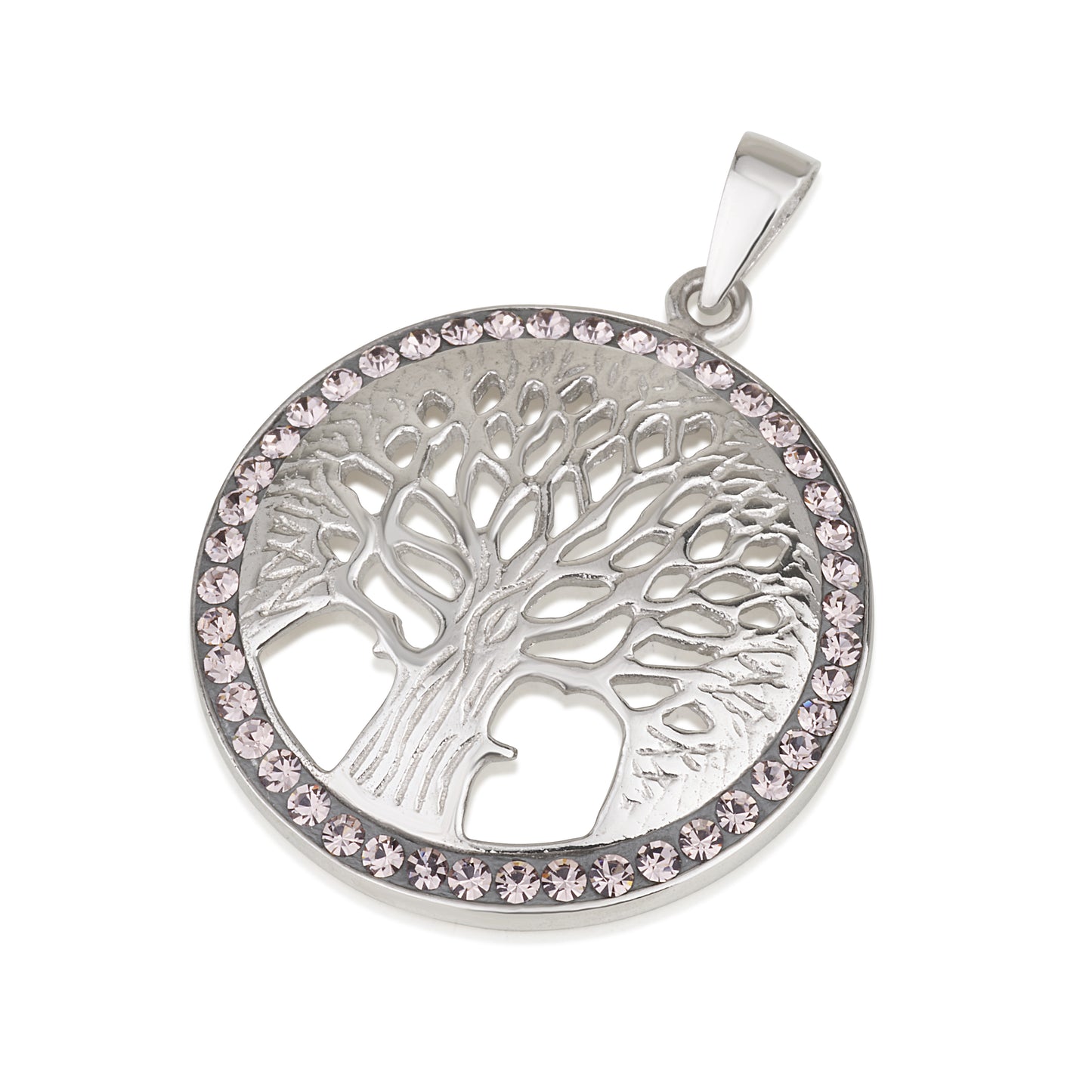 Tree of Life Pendant – 925 Sterling Silver Rhodium – Cut-Out Design – 5 Colors – 1.1"