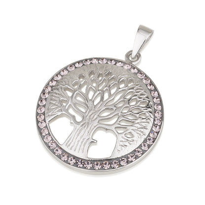 Tree of Life Pendant – 925 Sterling Silver Rhodium – Cut-Out Design – 5 Colors – 1.1"