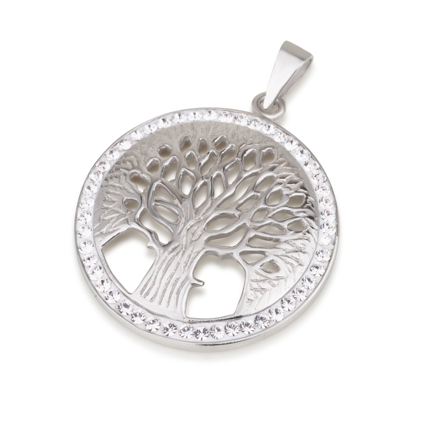 Tree of Life Pendant – 925 Sterling Silver Rhodium – Cut-Out Design – 5 Colors – 1.1"