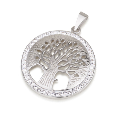 Tree of Life Pendant – 925 Sterling Silver Rhodium – Cut-Out Design – 5 Colors – 1.1"