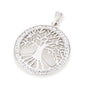 Large Tree of Life Necklace – 925 Sterling Silver Rhodium – 3 Zircon Colors – 21 mm Round Pendant