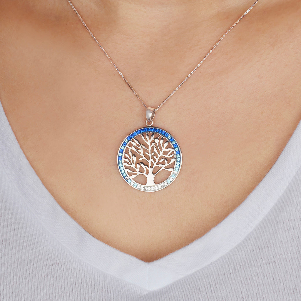 Openwork Tree of Life Pendant – 5 Color Options – 925 Sterling Silver