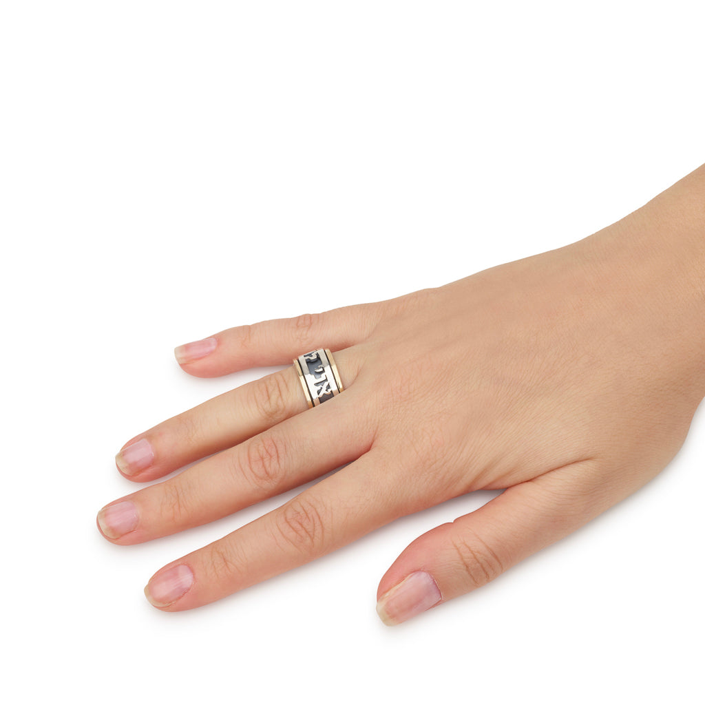 Ani Ledodi Spinner Ring – 925 Sterling Silver & 9K Gold – Bold Cutout Design