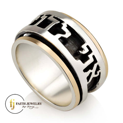 Ani Ledodi Spinner Ring – 925 Sterling Silver & 9K Gold – Bold Cutout Design
