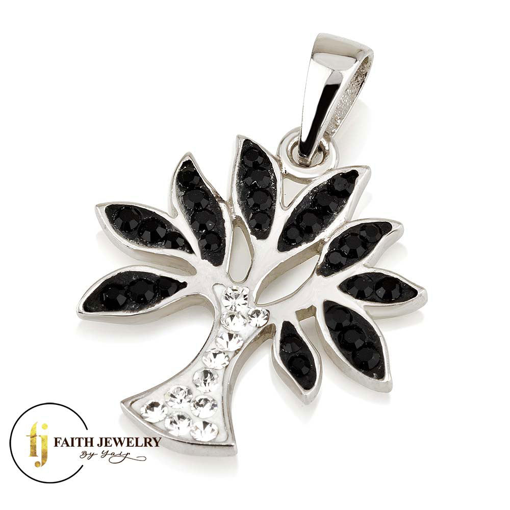 Tree of Life Necklace – 925 Sterling Silver Rhodium with Zircon – 4 Color Options