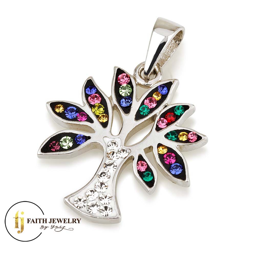 Tree of Life Necklace – 925 Sterling Silver Rhodium with Zircon – 4 Color Options
