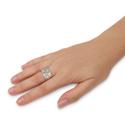 Triple Hebrew Blessing Spinner Ring – 925 Sterling Silver & 9K Gold
