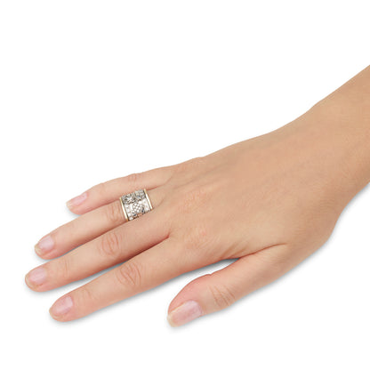 Wide Triple Blessing Spinner Ring – 925 Sterling Silver & 9K Gold – Heart Cut Interior