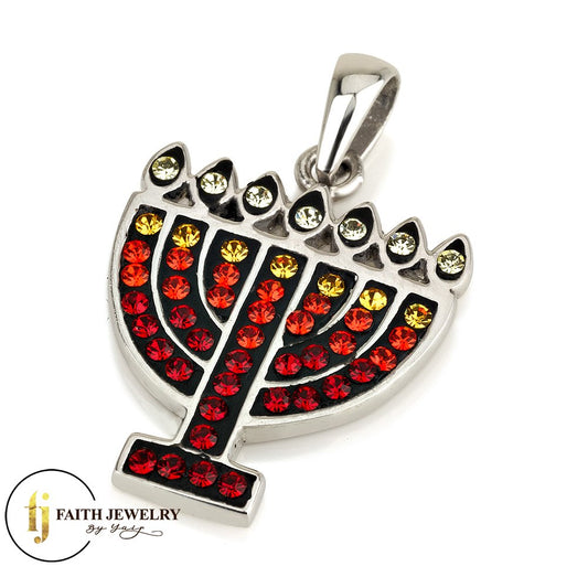 Menorah Pendant Symbol of Israel - 925 Sterling Silver