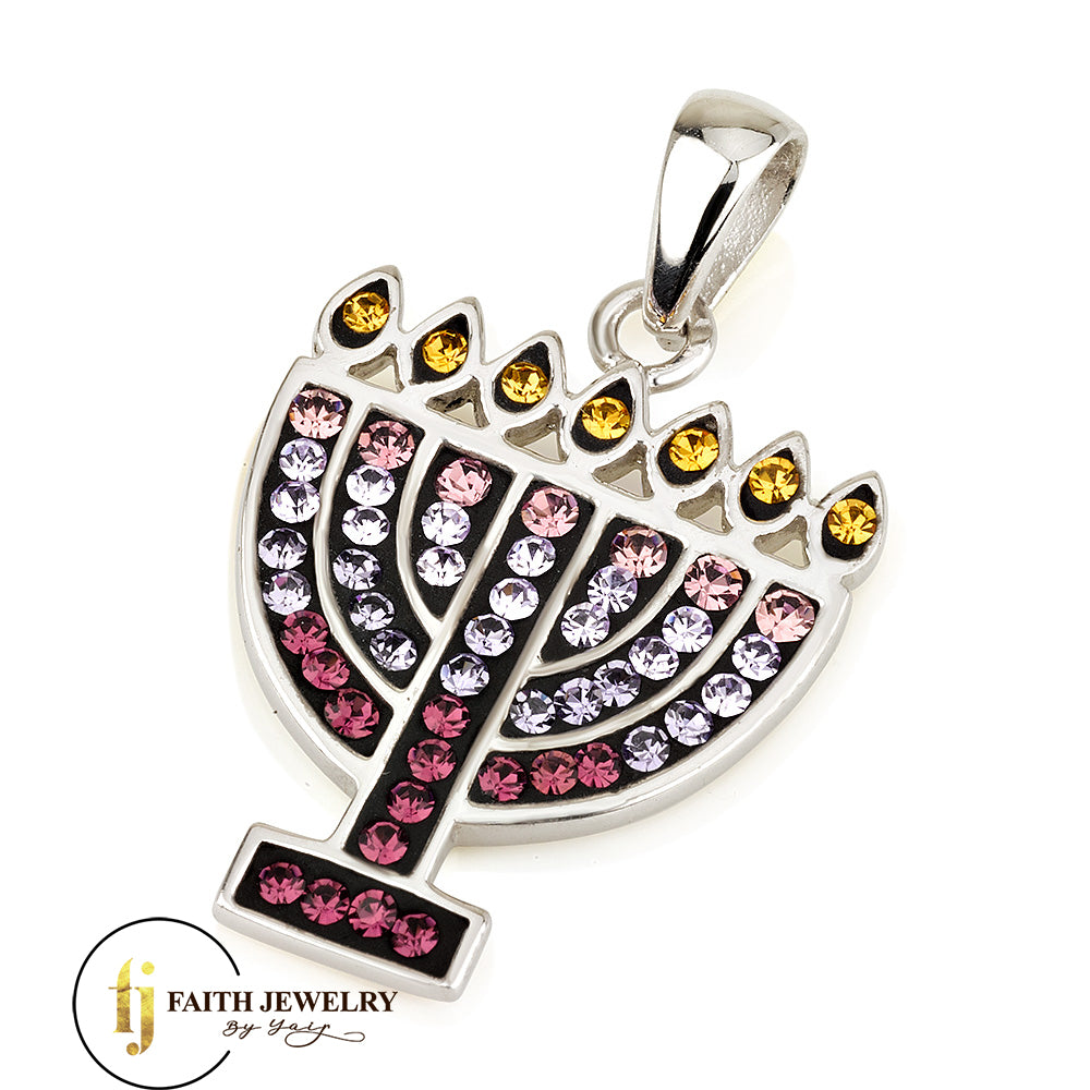 Menorah Pendant Symbol of Israel - 925 Sterling Silver