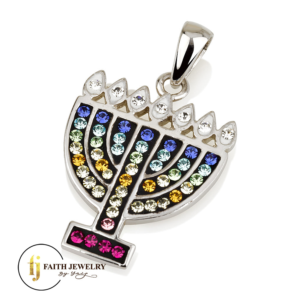 Menorah Pendant Symbol of Israel - 925 Sterling Silver