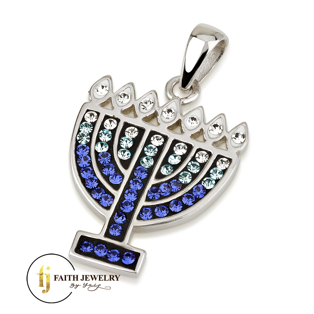 Menorah Pendant Symbol of Israel - 925 Sterling Silver
