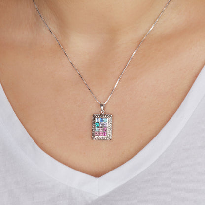 Hoshen Ephod Pendant Necklace – 12 Tribes of Israel 925 Sterling Silver with Color Options
