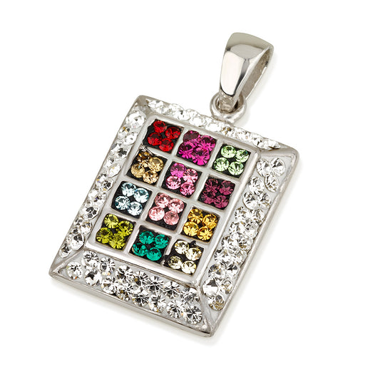 Hoshen Ephod Pendant Necklace – 12 Tribes of Israel 925 Sterling Silver with Color Options