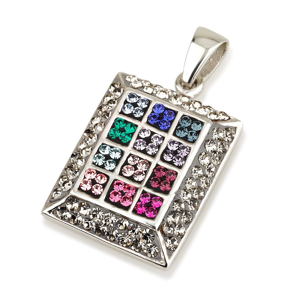 Hoshen Ephod Pendant Necklace – 12 Tribes of Israel 925 Sterling Silver with Color Options