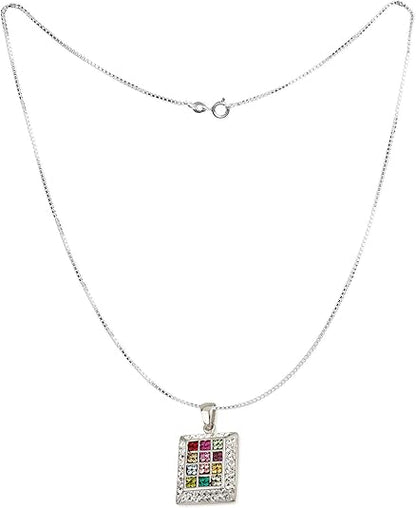 Hoshen Ephod Pendant Necklace – 12 Tribes of Israel 925 Sterling Silver with Color Options