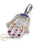 Colorful Hamsa Pendant with Heart – 925 Sterling Silver – Multiple Crystal Styles